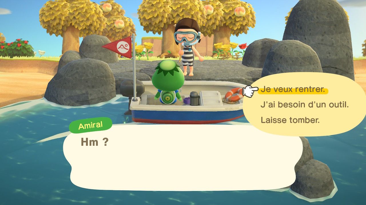 Amiral et les excursions sur les îles désertes dans Animal Crossing New Horizons