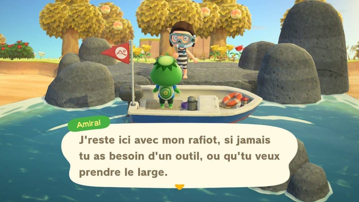 Amiral et les excursions sur les îles désertes dans Animal Crossing New Horizons